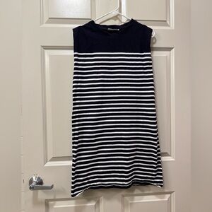 Mango Sleeveless Navy Striped Dress
